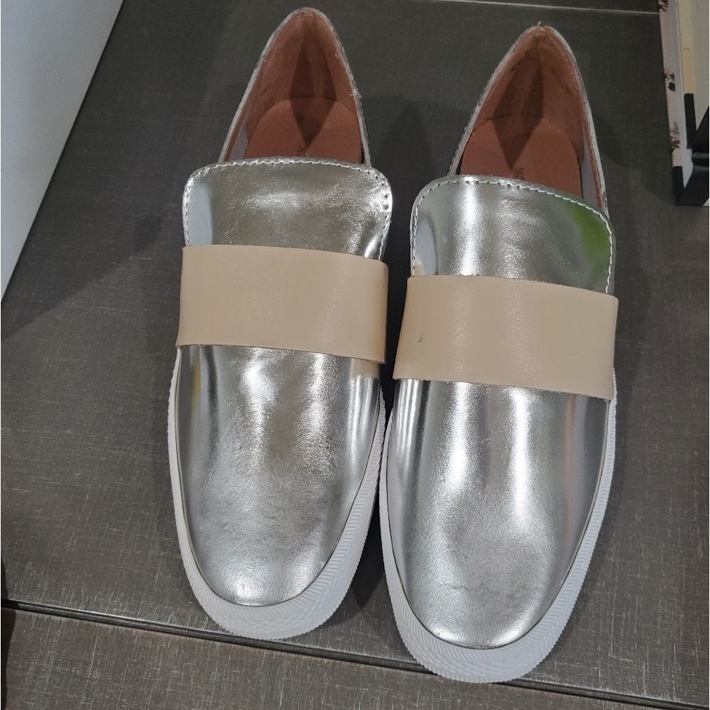 ALLBLACK Silver Metallic Slip On Sneakers - Picture 2 of 4